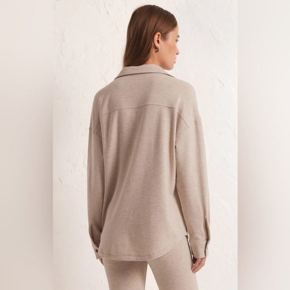 Z Supply WFH Modal Shirt Jacket in Oatmeal - Picture 3 of 9